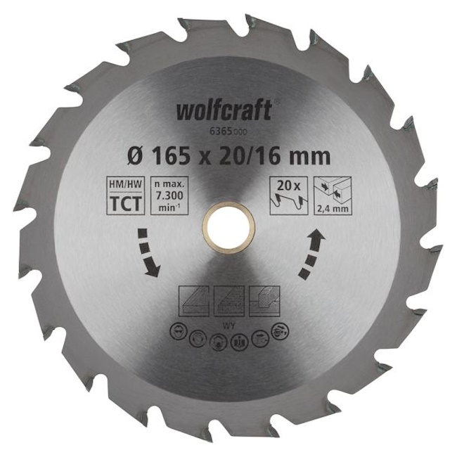 Wolfcraft kružna testera za ručne cirkulare HM ø165x20-16x2.4mm 6365000
