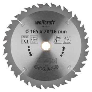 Wolfcraft kružna testera za ručne cirkulare HM ø165x20-16x2.4mm 6644000