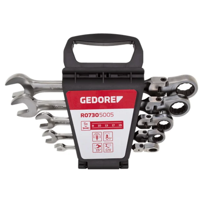 Gedore set vilasto okastih brzih ključeva sa zglobom 8-19mm, 5 delova R07305005 Gedore set vilasto okastih brzih ključeva sa zglobom 8-19mm, 5 delova R07305005