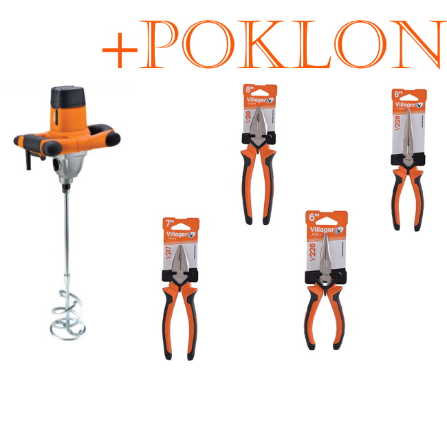 Villager električni mešač za boju 1600W VEM1605 + POKLON Villager set kombinovanih i špicastih klešta Villager električni mešač za boju 1600W VEM1605 + POKLON Villager set kombinovanih i špicastih klešta