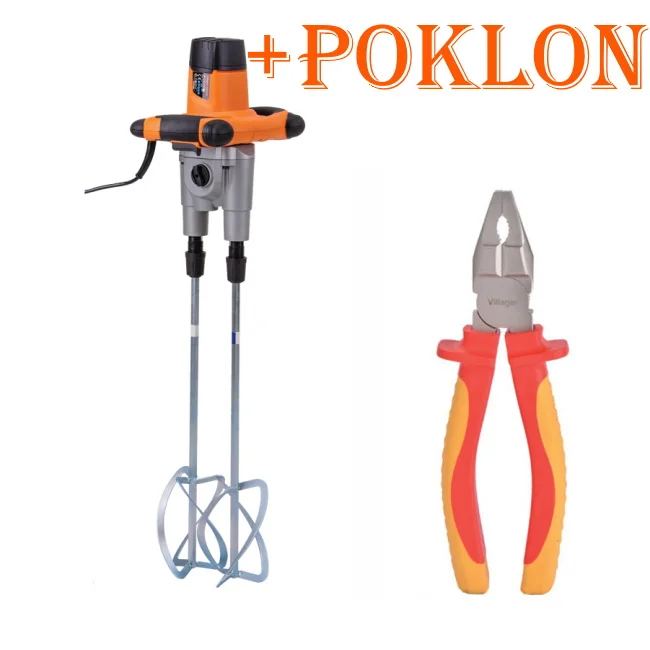 Villager električni mešač za boju dupli 1600W VEM-1620 + POKLON Villager kombinovana klešta 180mm VDE 117
