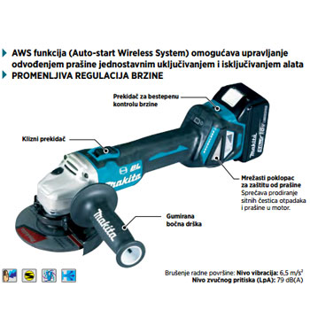 Makita akumulatorska ugaona brusilica DGA514ZU Makita akumulatorska ugaona brusilica DGA514ZU