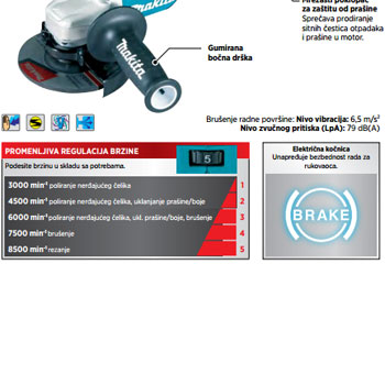 Makita akumulatorska ugaona brusilica DGA514ZU-2