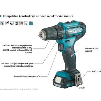 Makita akumulatorska bušilica odvijač DF333DSME-2