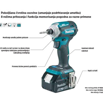 Makita akumulatorski udarni odvijač DTD171RTJ Makita akumulatorski udarni odvijač DTD171RTJ