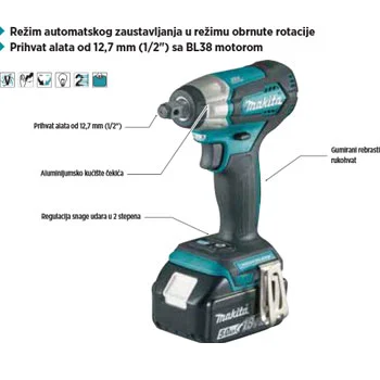 Makita akumulatorski udarni odvijač DTW181RTJ-2
