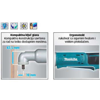 Makita akumulatorski ugaoni udarni odvijač TL065DZ-3