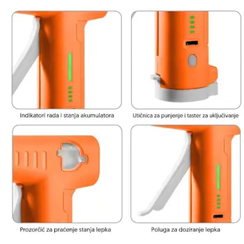 Akumulatorski pištolj za lepljenje 10W ZD-5L-1