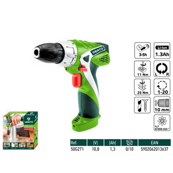 Verto akumulatorski odvijač 10.8V 1.3Ah Li-Ion 50G271-1