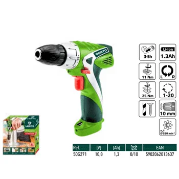 Verto akumulatorski odvijač 10.8V 1.3Ah Li-Ion 50G271 Verto akumulatorski odvijač 10.8V 1.3Ah Li-Ion 50G271