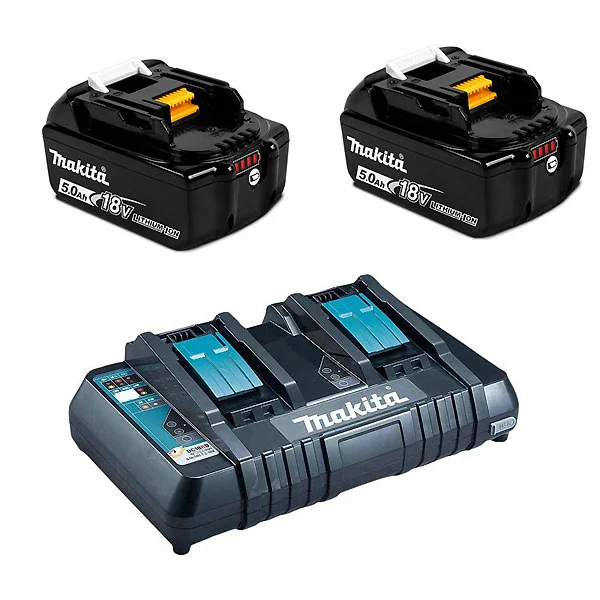 Makita set 10 (2 x BL1850B + dupli punjač DC18RD) 