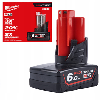 Milwaukee baterija 12V/6Ah M12B6 4932451395 Milwaukee baterija 12V/6Ah M12B6 4932451395