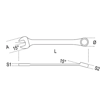 Beta okasto viljuškasti ključ 15mm 42 15X15-1