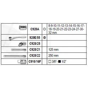 Beta set nasadnih ključeva 8-32mm šestougaoni (set 25 delova) 923E/C25-1