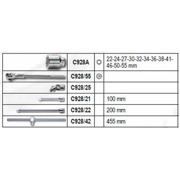 Beta set nasadnih ključeva 3/4” šestougaoni 22-55mm (set 17 delova) 928E/C17 Beta set nasadnih ključeva 3/4” šestougaoni 22-55mm (set 17 delova) 928E/C17