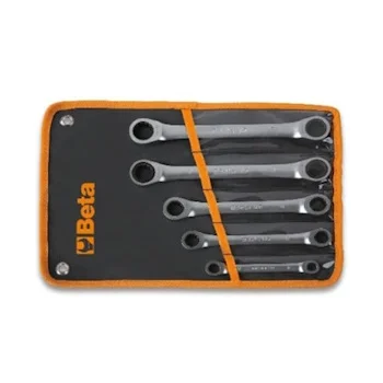 Beta set od 5 ravnih dvostranih šestougaonih okastih ključeva sa čegrtaljkom u futroli 195/B5