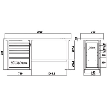 Beta radni sto 2m nosivosti 1500kg C59A-O-2