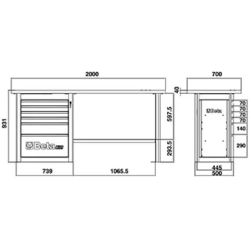 Beta radni sto 2m nosivosti 1500kg C59A-O-2