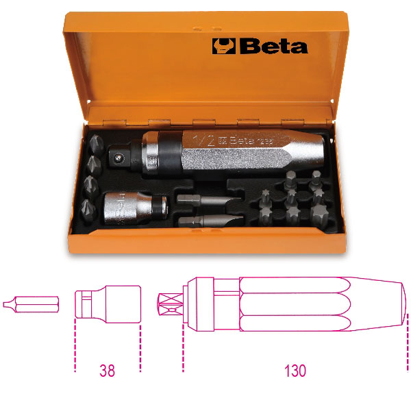 Beta udarni odvijač sa 14 nastavka i adapterom 1295/C14 Beta udarni odvijač sa 14 nastavka i adapterom 1295/C14