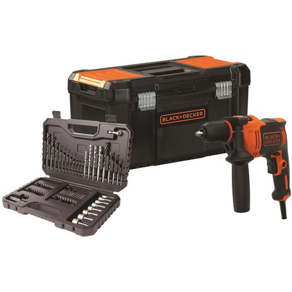 Black&Decker električna udarna bušilica 710W + kofer + pribor BEH710KA80