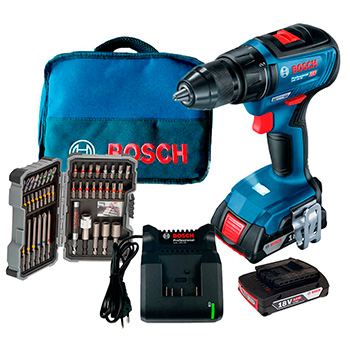 Bosch akumulatorska bušilica-odvrtač GSR 18V-50 Professional + 43- delni set pribora u torbi 06019H5004-1