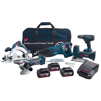 Bosch set akumulatorskih alata - bušilica-odvrtač GSR 18V-28 + ubodna testera GST 18V-LI S + ugaona brusilica GWS 18-125 V-LI + kružna testera GKS 18 V-LI + testera GSA 18V-LI 0615990K6N-1