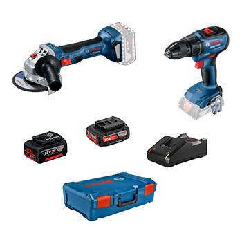 Bosch set akumulatorskih alata - akumulatorska ugaona brusilica GWS 180-Li Professional + akumulatorska bušilica-odvrtač GSR 18V-50 Professional 0615990M47