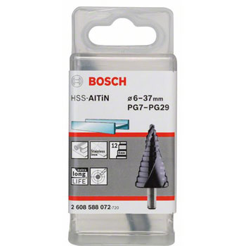 Bosch stepenasta HSS AlTiN burgija,prihvat sa 3 površine 2608588072 Bosch stepenasta HSS AlTiN burgija,prihvat sa 3 površine 2608588072