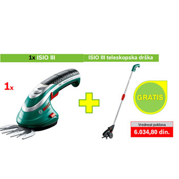 Bosch akumulatorske makaze za travu ISIO III + poklon ISIO III teleskopska drška 0600833100