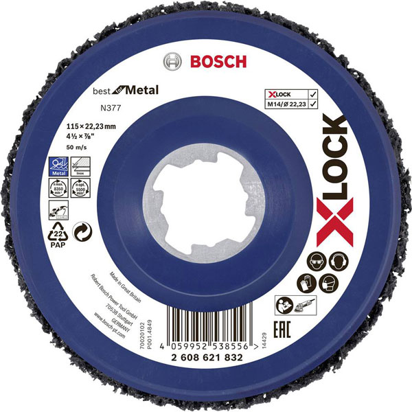 Bosch X-LOCK N377 ploča za čišćenje metala, 115 mm, 22,23 mm 2608621832 Bosch X-LOCK N377 ploča za čišćenje metala, 115 mm, 22,23 mm 2608621832