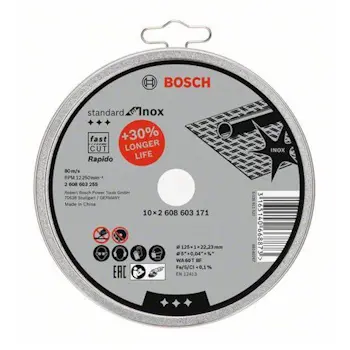 Bosch rezna ploča ravna Standard for Inox - Rapido WA 60 T BF 125 mm/22.23 mm/1.0 mm set 10/1 2608603255