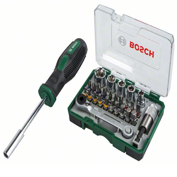 Bosch 27-delni set bitova sa rašpom i ručnim zavrtačem 2607017331