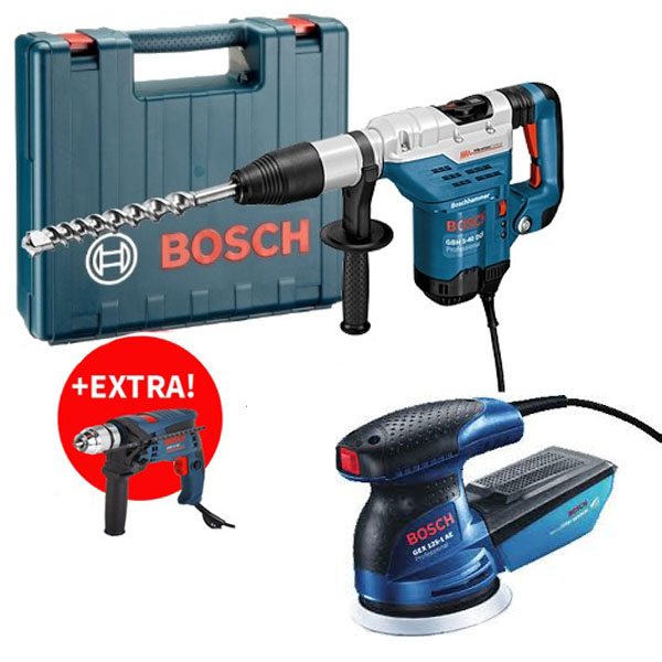 Bosch GBH 5-40 DCE elektro-pneumatski čekić sa SDS-Max prihvatom + GSB 13 RE vibraciona bušilica 0615990L0M Bosch GBH 5-40 DCE elektro-pneumatski čekić sa SDS-Max prihvatom + GSB 13 RE vibraciona bušilica 0615990L0M