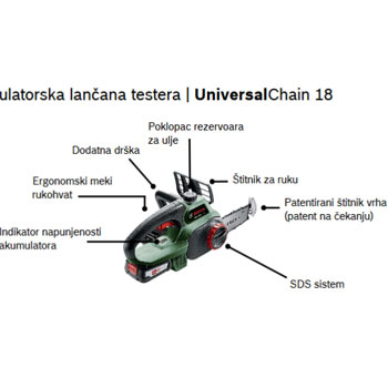 Bosch akumulatorska lančana testera UniversalChain 18 solo 06008B8001-1