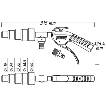 Akcijski komplet - Hazet pneumatski pištolj za čišćenje rashladnog sistema HZ-9048P-1 + Normfest sredstvo za čišćenje motora 500ml NF-2897-375-4