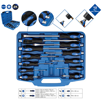 Brilliant Tools set odvijača s udarnom kapom 12 kom BT-034012-4