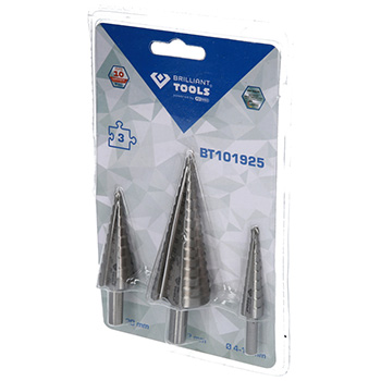 Brilliant Tools set stepenastih burgija 3-delni BT-101925 Brilliant Tools set stepenastih burgija 3-delni BT-101925