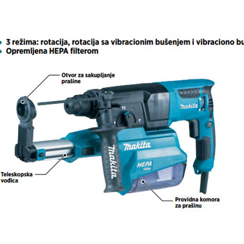 Makita čekić-bušilica HR2650-2