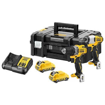 DeWalt set akumulatorskih bušilica DCK2110L2T (DCD701 + DCF801 + 2 x baterija 12V/3Ah + punjač + kofer)