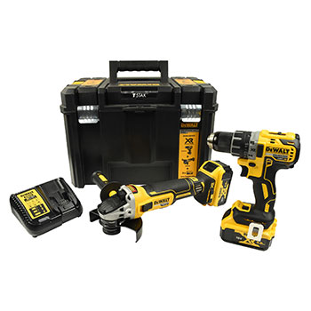 DeWalt akumulatorski set - bušilica-odvijač i brusilica DCK2020P2T (DCD791 + DCG405 + 2 x baterija 18V/5Ah + punjač + kofer)-1