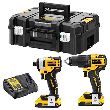 DeWalt akumulatorski set - udarna bušilica-odvijač i udarni odvijač DCK2062D2T (DCD709 + DCF809 + 2 x baterija 18V/2Ah + punjač + kofer)-1