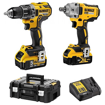 DeWalt set akumulatorskih bušilica DCK2077P2T (DCD791 + DCF894 + 2 x baterija 18V/5Ah + punjač + kofer)-1