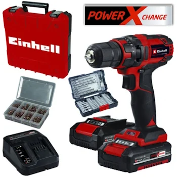 Einhell akumulatorska bušilica/odvijač +39 pribora + 200 srafova set TC-CD 18/35 Li Einhell akumulatorska bušilica/odvijač +39 pribora + 200 srafova set TC-CD 18/35 Li