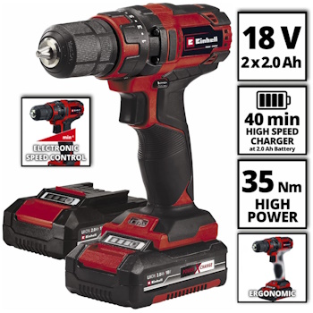 Einhell akumulatorska bušilica/odvijač +39 pribora + 200 srafova set TC-CD 18/35 Li Einhell akumulatorska bušilica/odvijač +39 pribora + 200 srafova set TC-CD 18/35 Li