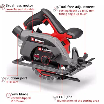 Einhell akumulatorska ručna kružna testera TP-CS 18/165 Li BL-Solo 4331225-1 Einhell akumulatorska ručna kružna testera TP-CS 18/165 Li BL-Solo 4331225-1