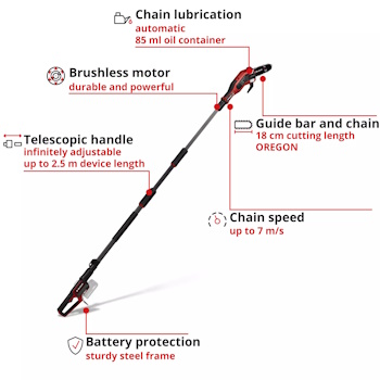 Einhell akumulatorska teleskopska lančana testera GP-LC 18/20 Li T BL-Solo 3410971-6 Einhell akumulatorska teleskopska lančana testera GP-LC 18/20 Li T BL-Solo 3410971-6