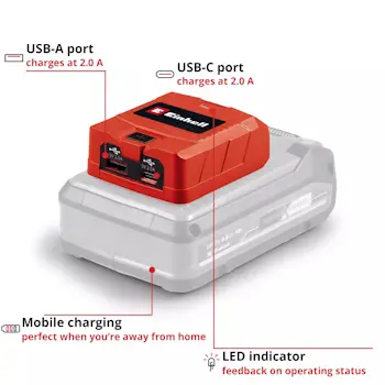 Einhell aku USB adapter 18V TC-CP 18 Li USB A/C-Solo 4514148 Einhell aku USB adapter 18V TC-CP 18 Li USB A/C-Solo 4514148