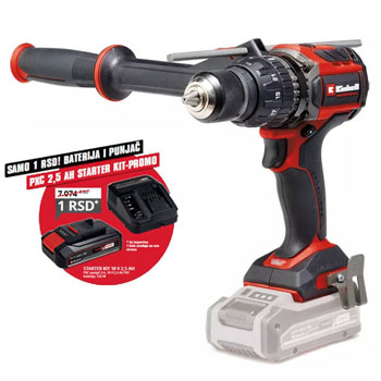 Einhell PROFESSIONAL akumulatorska udarna bušilica TP-CD 18/120 Li-i BL + Einhell starter kit Power X-Change 18V 2,5 Ah