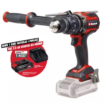 Einhell PROFESSIONAL akumulatorska udarna bušilica TP-CD 18/120 Li-i BL + Einhell starter kit Power X-Change 18V 2,5 Ah Einhell PROFESSIONAL akumulatorska udarna bušilica TP-CD 18/120 Li-i BL + Einhell starter kit Power X-Change 18V 2,5 Ah