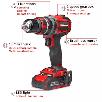 Einhell Proffesional akumulatorska udarna bušilica TP-CD 18/60 Li- i BL (1x2.0Ah) 4514211 Einhell Proffesional akumulatorska udarna bušilica TP-CD 18/60 Li- i BL (1x2.0Ah) 4514211